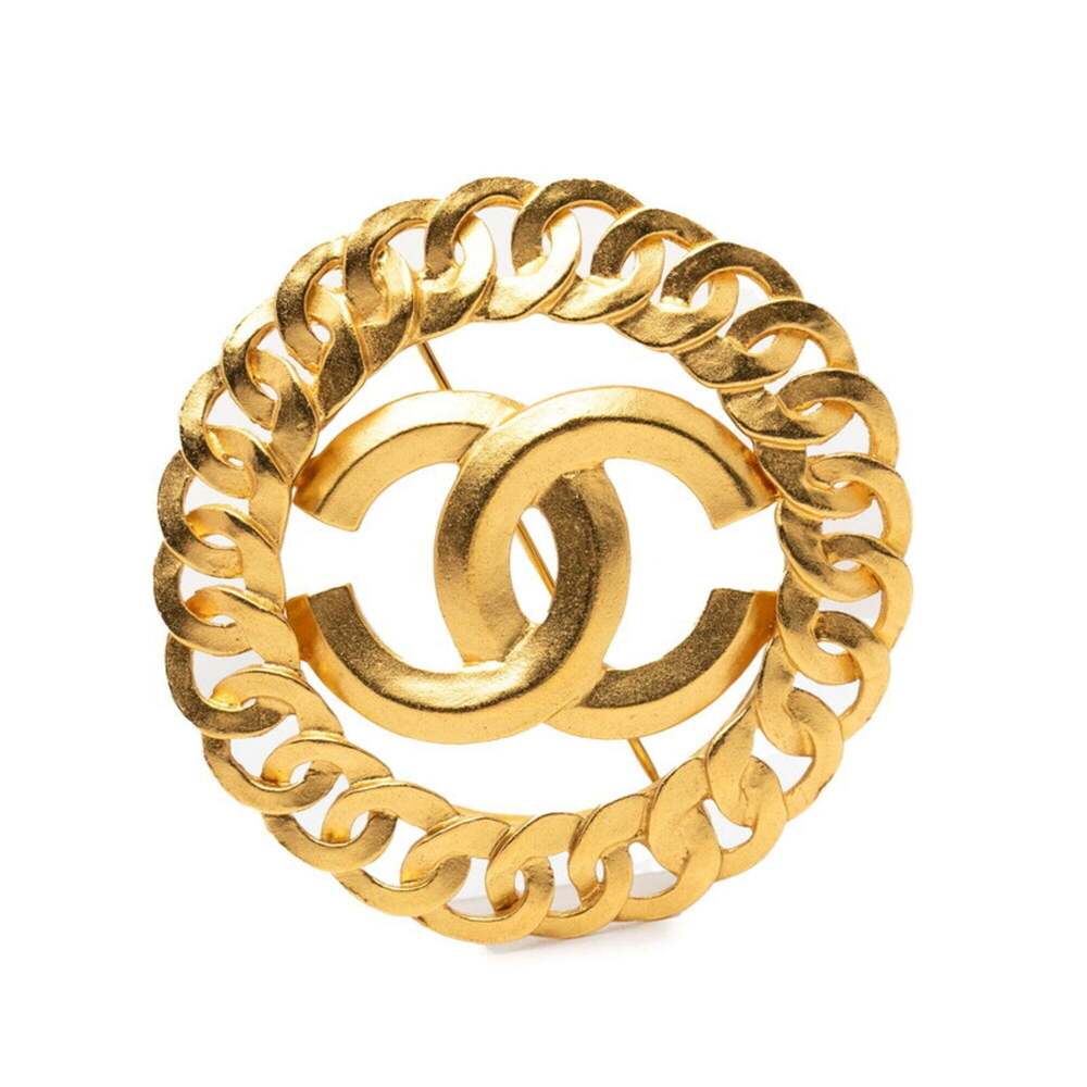 CHANEL Vintage Gold Logo Brooch - Picture 1 of 3